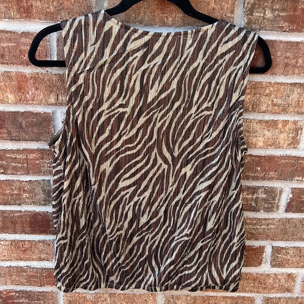 Anthropologie Ari + Ali Ladies L Kasi Shimmer Top Zebra Print NWT